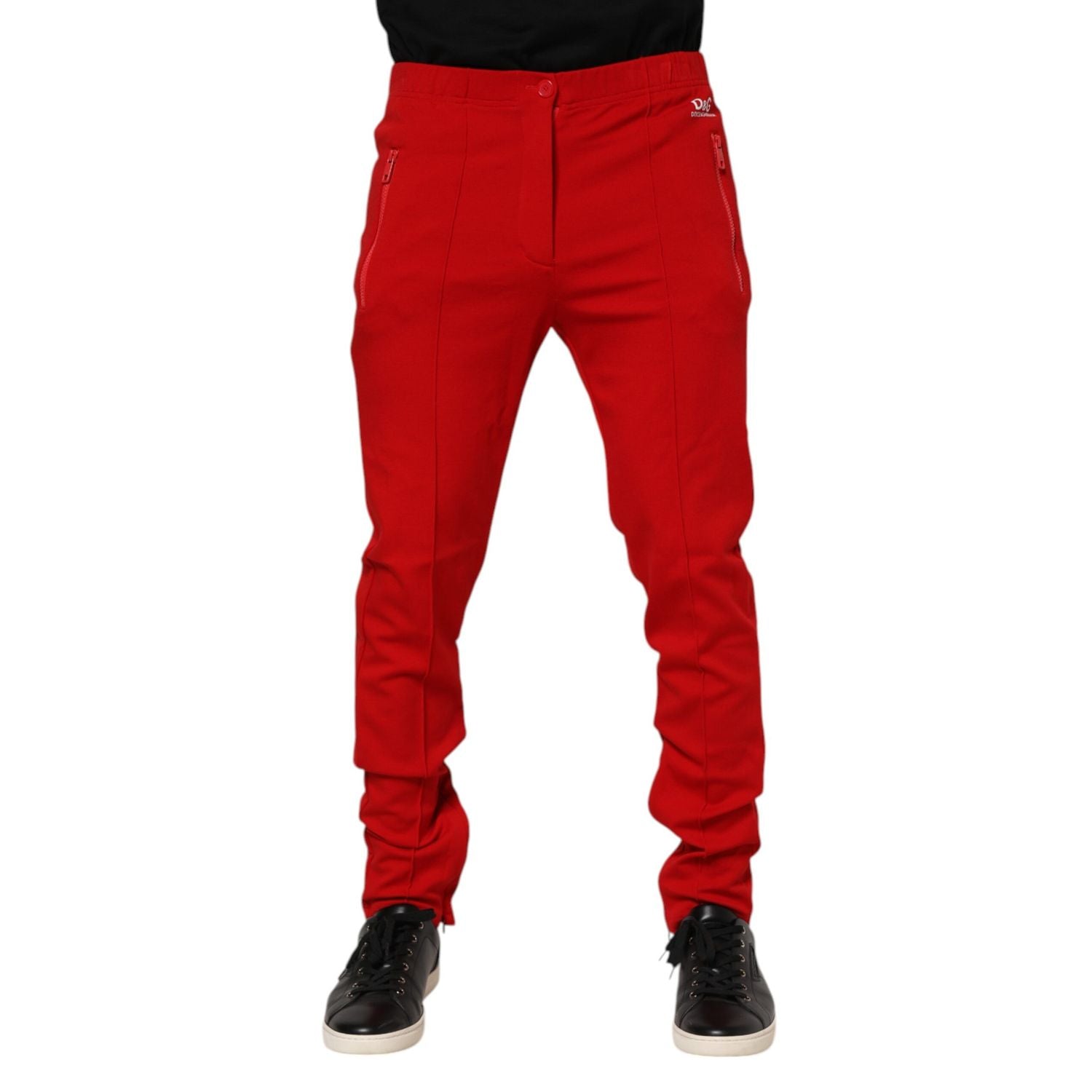 Dolce & Gabbana Red Viscose Logo Jogger Men Sweatpants Pants