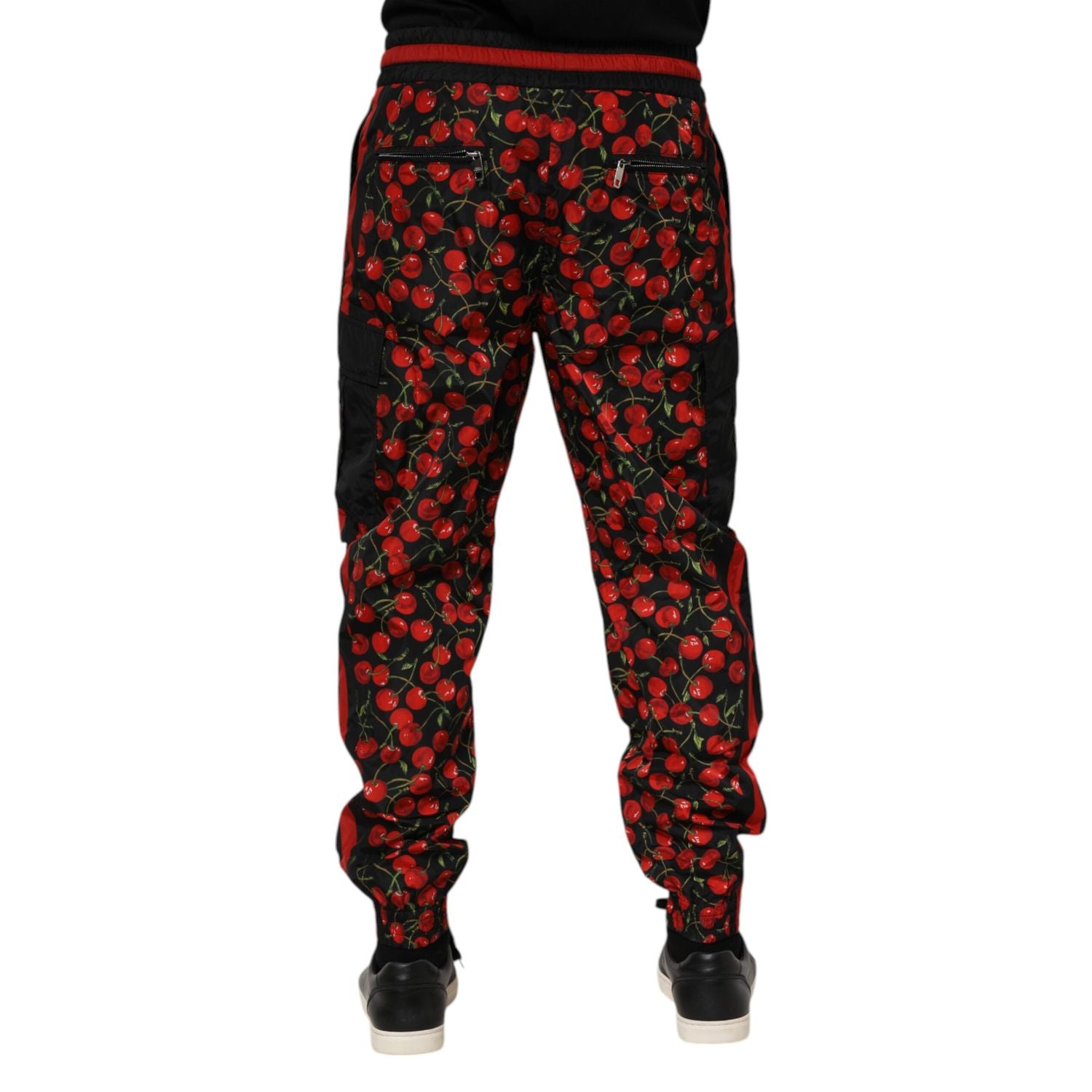 Dolce & Gabbana Black Red Cherry Print Men Sweatpants Pants