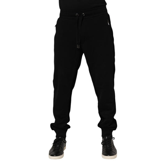 Dolce & Gabbana Black Cotton Men Jogger Sweatpants Pants