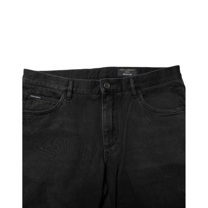 Dolce & Gabbana Black Cotton Logo Plaque Skinny Denim Jeans