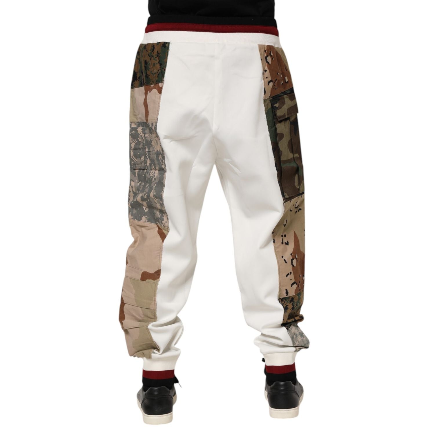 Dolce & Gabbana White Patchwork Mens Jogger Pants