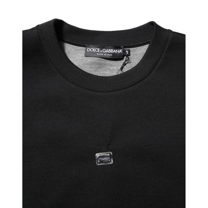 Dolce & Gabbana Black Modal DG Logo Plaque Pullover Sweater