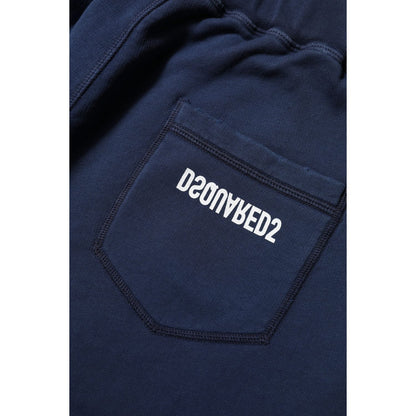 Dsquared² Blue Cotton Mid Waisted Jogger Pants