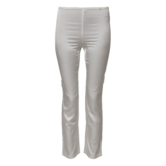 Dolce & Gabbana Ivory Silk Tapered High Waist Pants