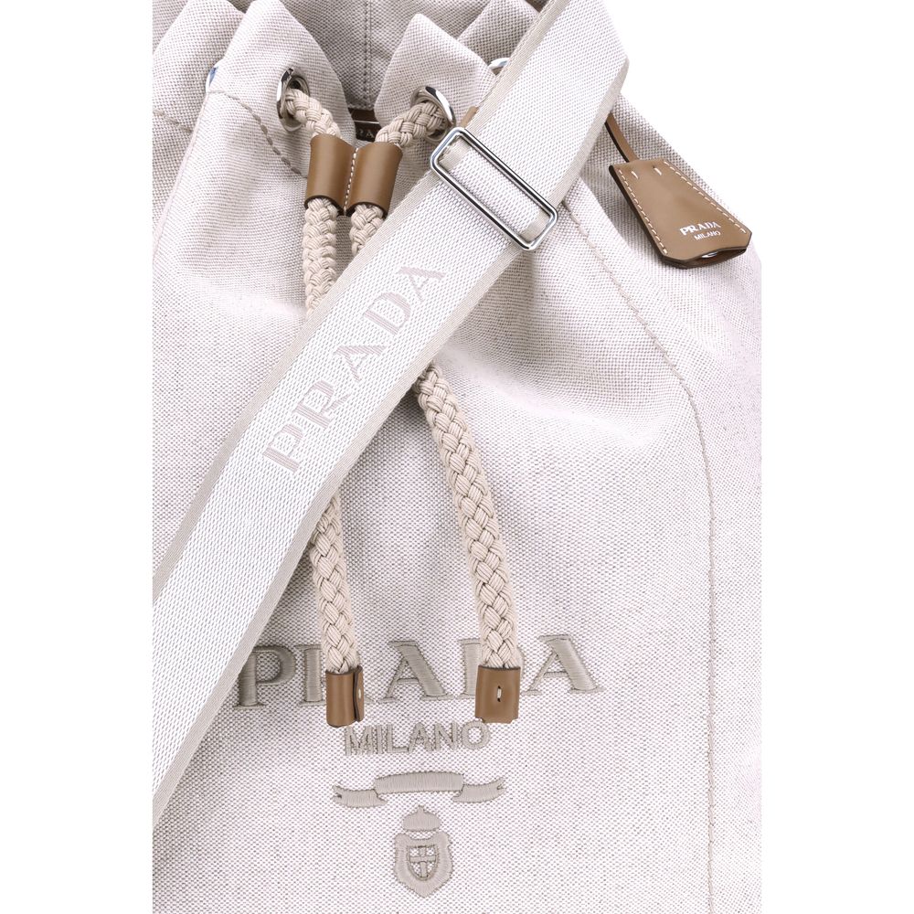 Prada White Cotton Backet Bag