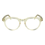 Guess Yellow Men Glasses Frame, full-rim acetate round style with demo lenses, includes branded case.