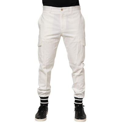 Dolce & Gabbana White Cotton Jogger Cargo Skinny Men Pants