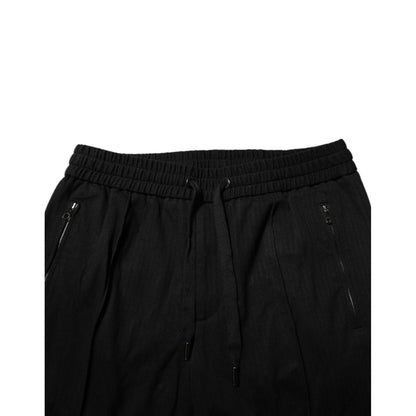 Dolce & Gabbana Black Viscose Skinny Logo Men Jogger Pants