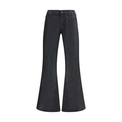 7FOR Black Cotton Flared Jeans with wet-effect finish, medium waist, and belt loops. Regular fit for AW25 season.