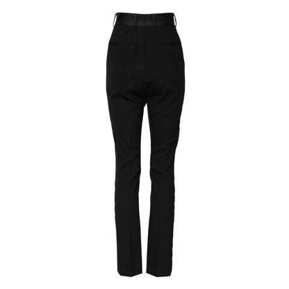 Dolce & Gabbana Black Wool High Waist Skinny Pants