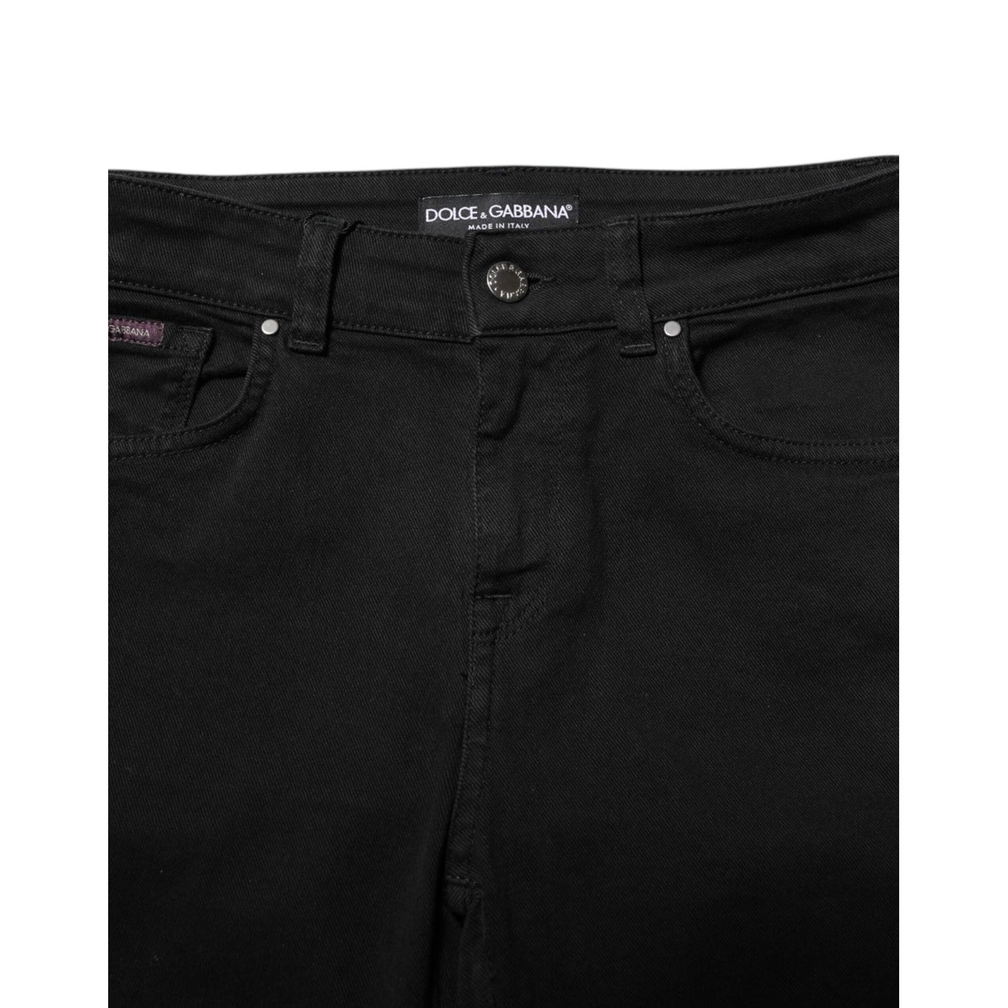 Dolce & Gabbana Black Cotton Skinny Mid Waist Denim Jeans