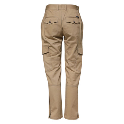 Dolce & Gabbana Beige Mid Waist Cargo Tapered Pants
