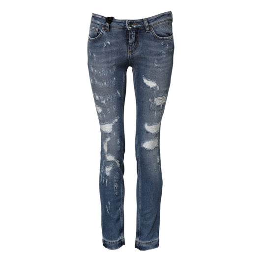 Dolce & Gabbana Blue PRETTY Tattered Skinny Denim Jeans