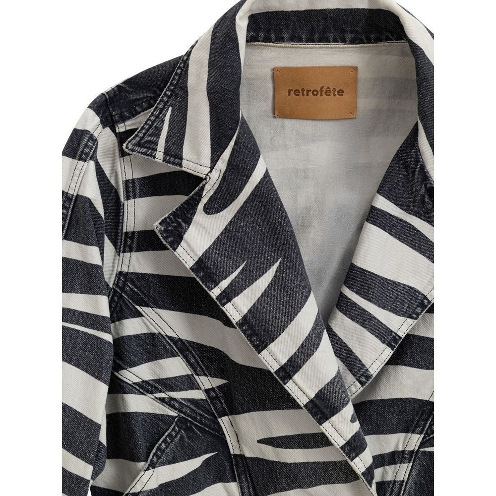 Retrofête Black And White Cotton Blazer