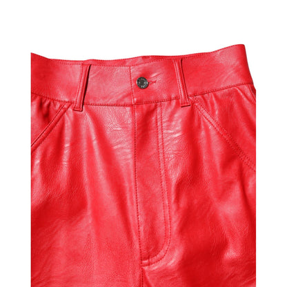 Dolce & Gabbana Red Viscose High Waist Tapered Trouser Pants