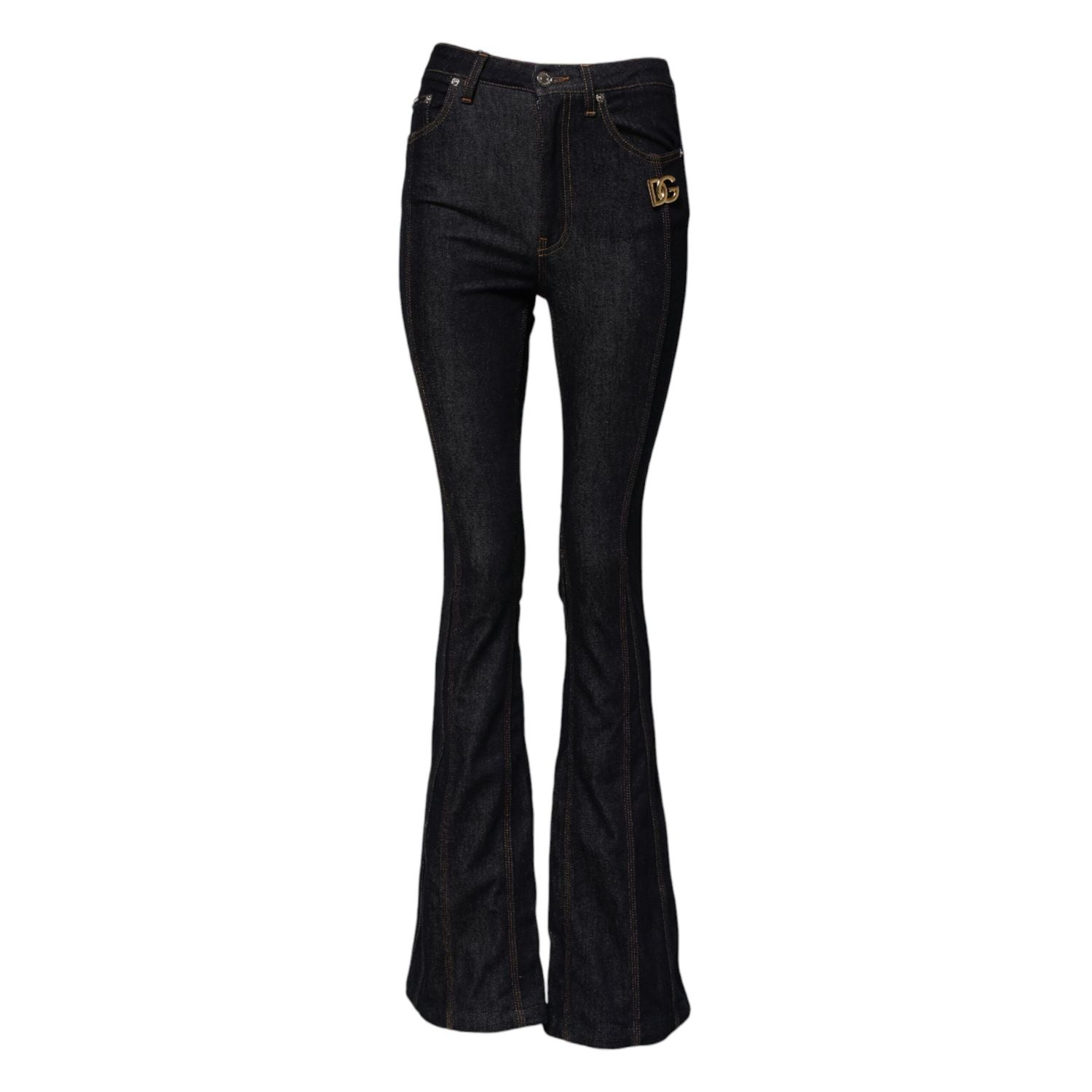 Dolce & Gabbana Black Cotton Mid Waist Bootcut Denim Jeans