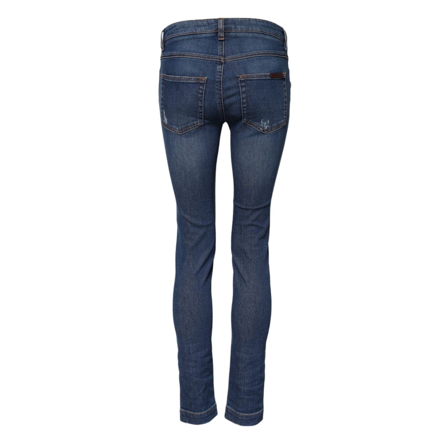 Dolce & Gabbana Blue Cotton Mid Waist Skinny Denim Jeans