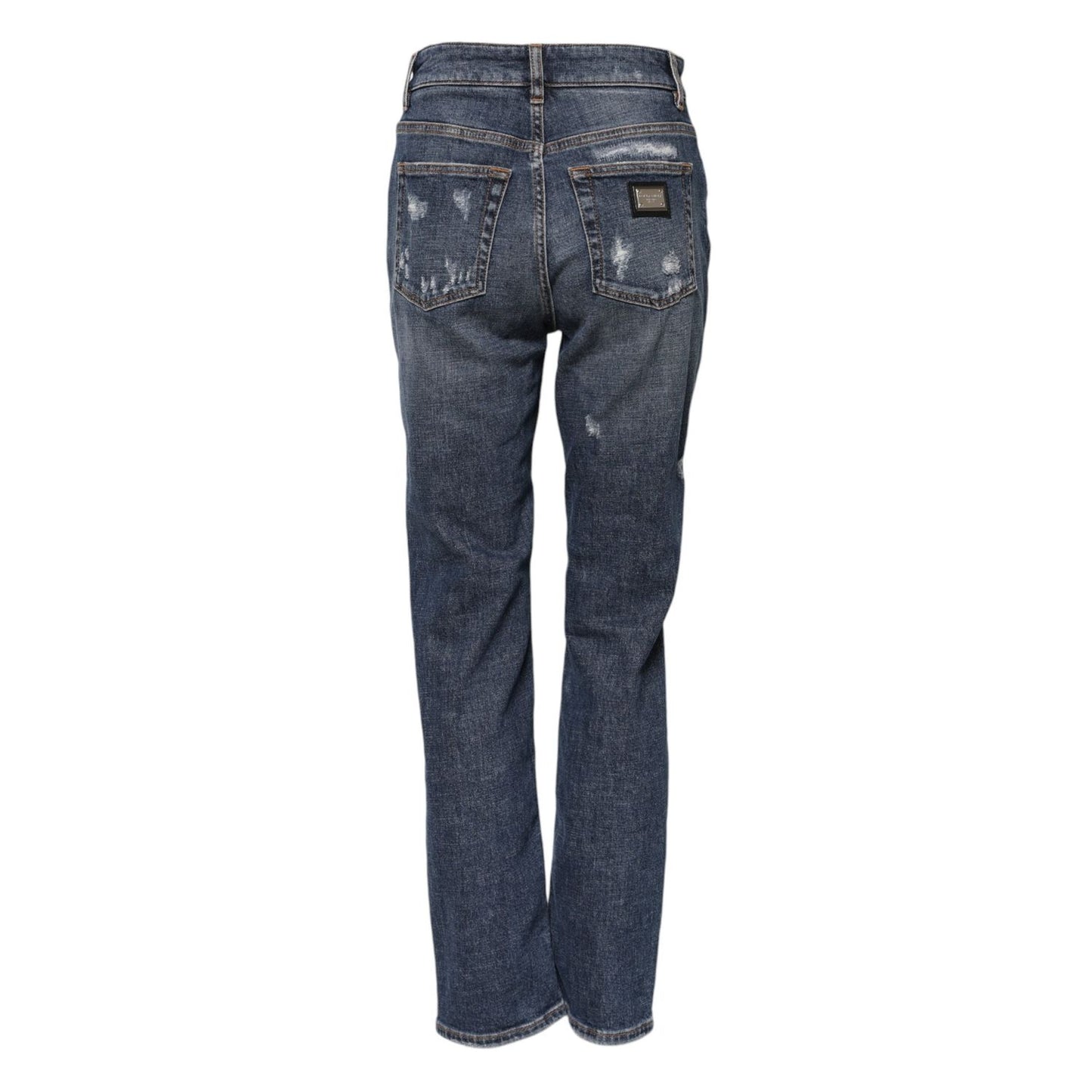 Dolce & Gabbana Blue Cotton Boyfriend Tattered Denim Jeans