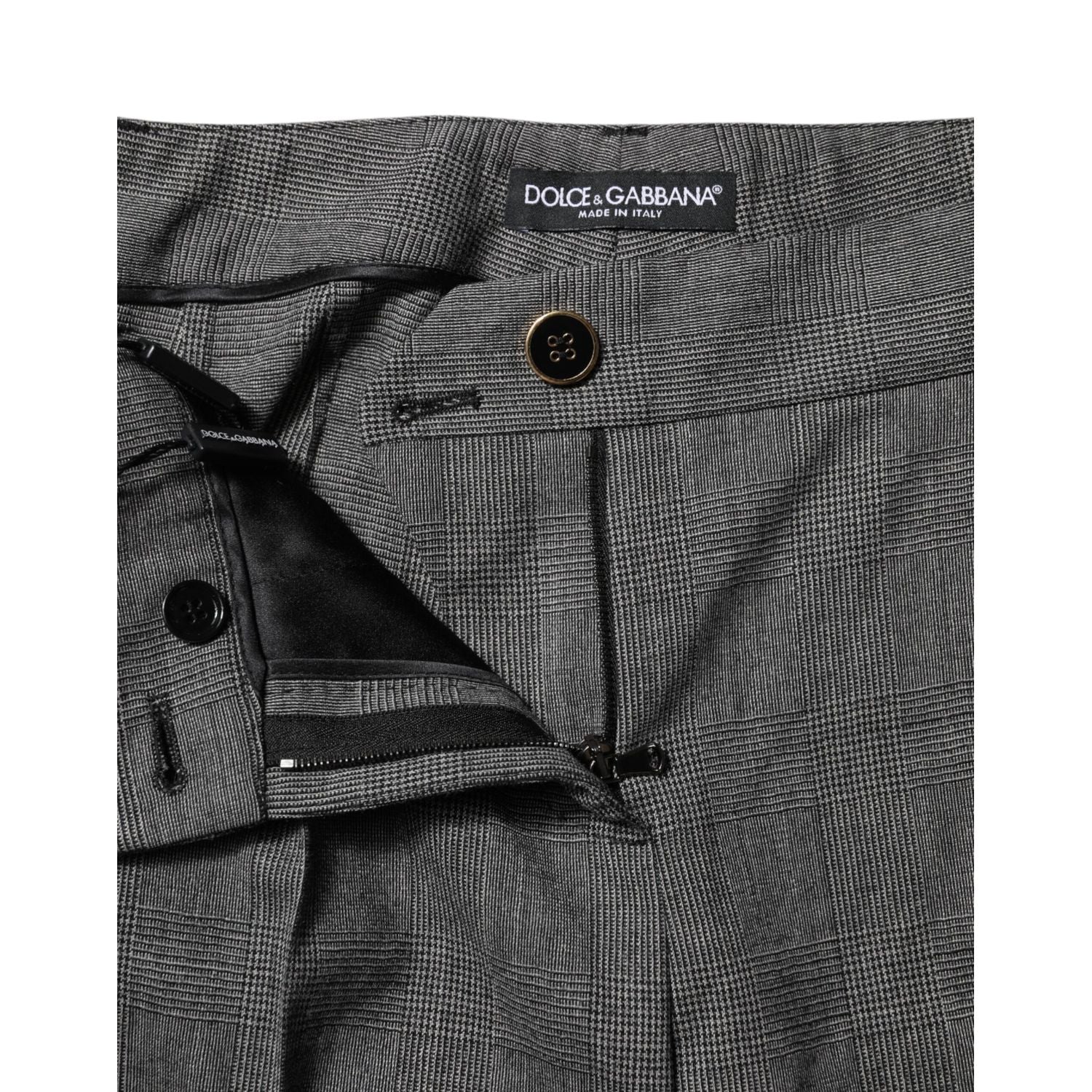 Dolce & Gabbana Gray Checkered High Waist Flared Pants