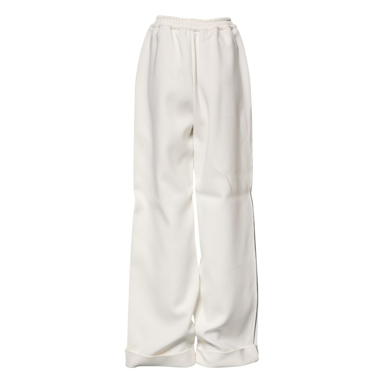 Dolce & Gabbana White Viscose Wide Leg Pull On Pants