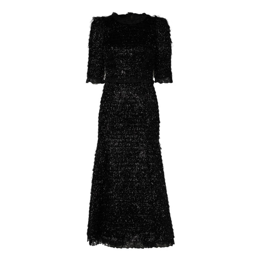 Dolce & Gabbana Metallic Black Polyester A-line Midi Dress