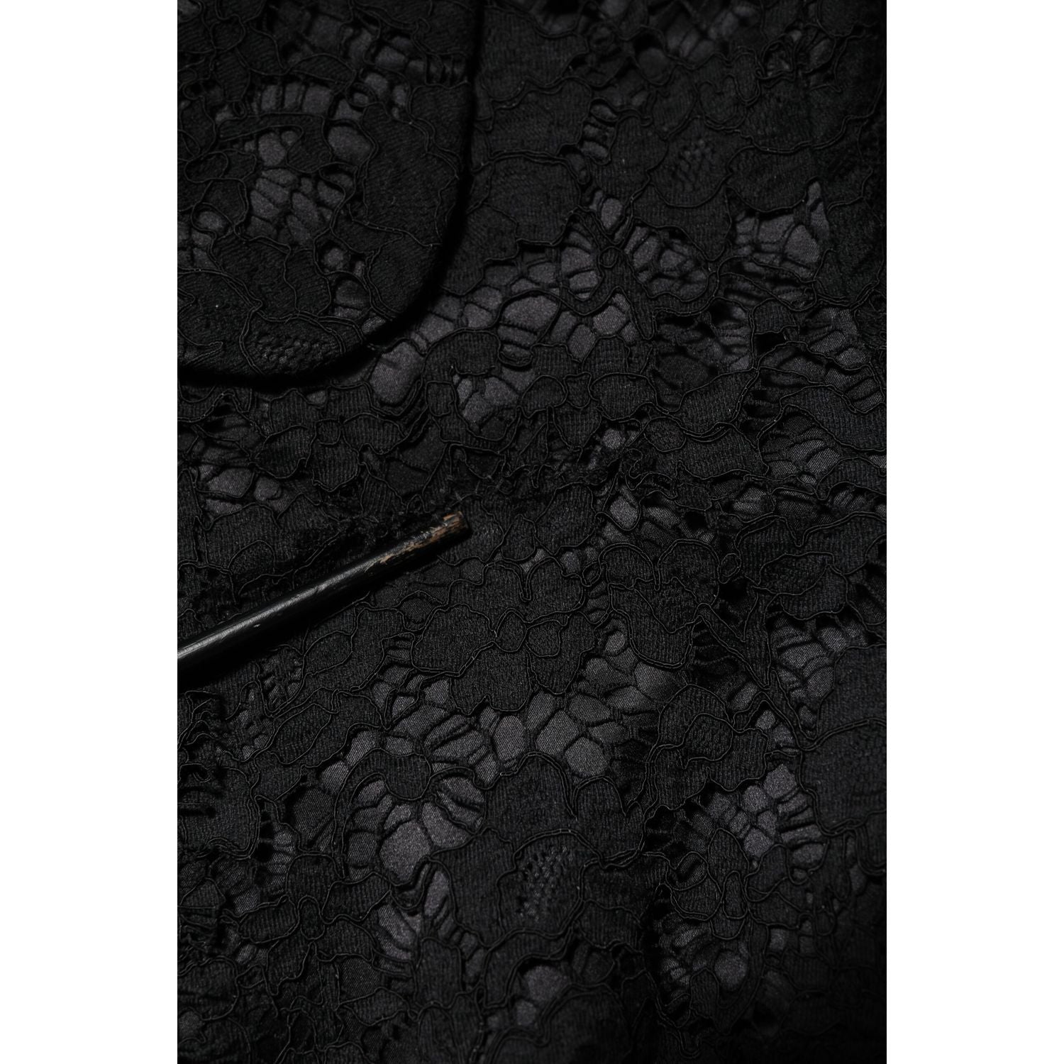 Dolce & Gabbana Black Floral Lace Cotton Collared Jacket