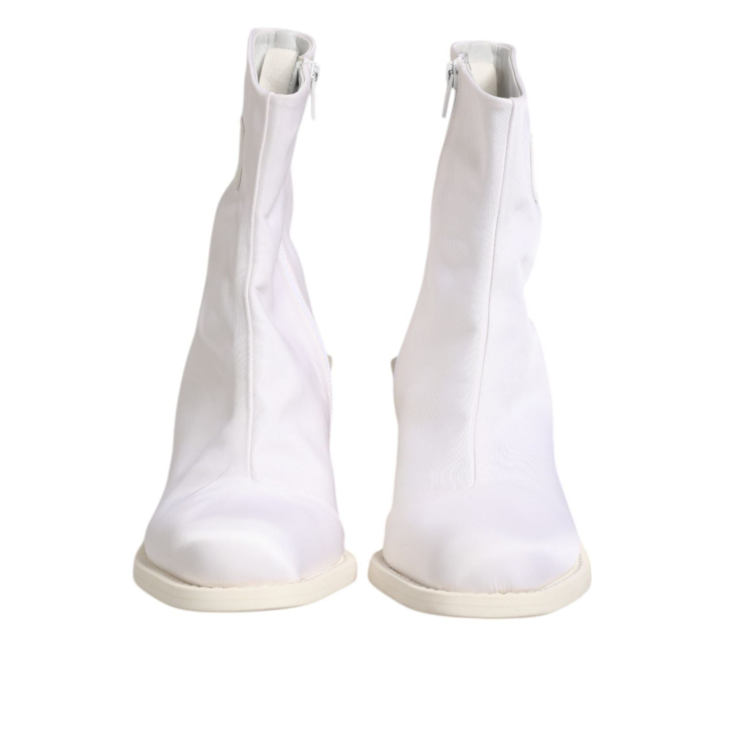 Maison Margiela White Square Heel Zip Ankle Boots Shoes
