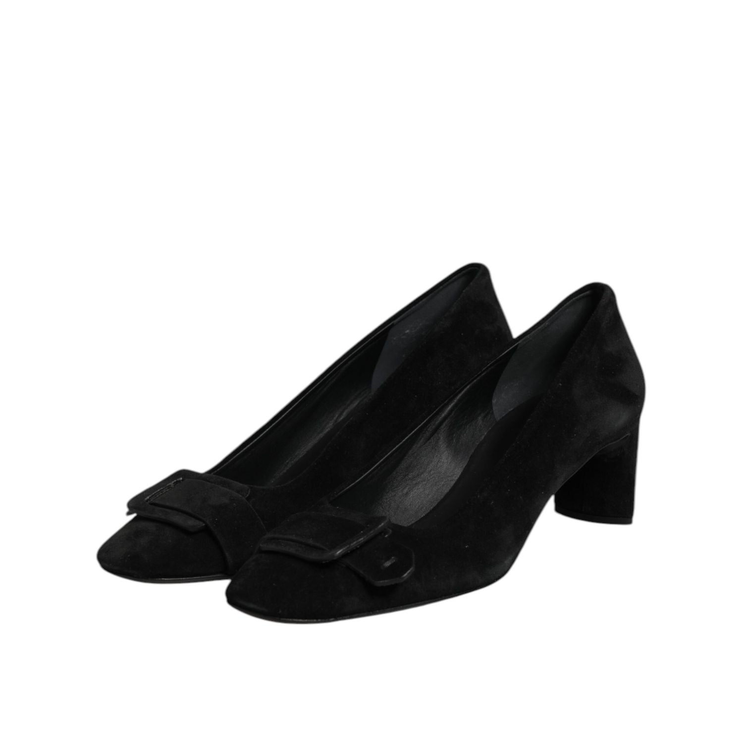 DEL CARLO Black Suede Leather Slip On High Heels Pump Shoes