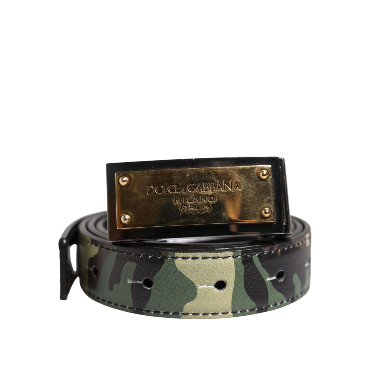 Dolce & Gabbana Multicolor Camouflage Metal Logo Buckle Belt