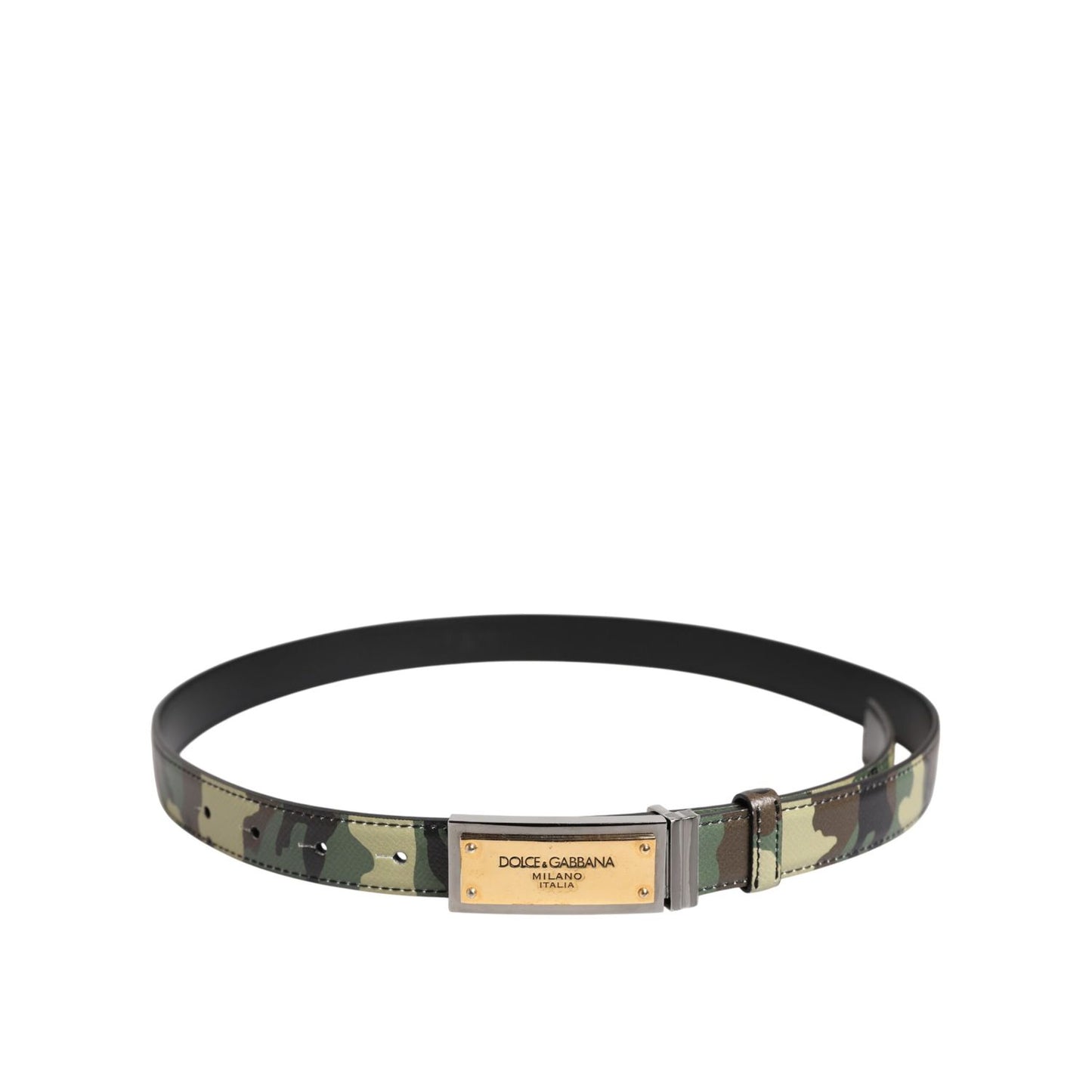 Dolce & Gabbana Multicolor Camouflage Metal Logo Buckle Belt