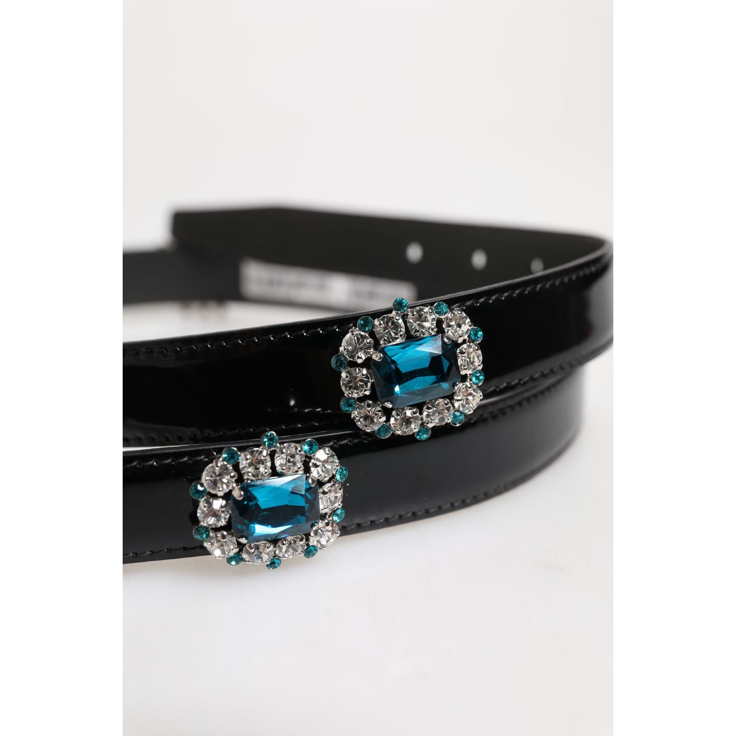 Dolce & Gabbana Black Embellished Metal Logo Buckle Belt