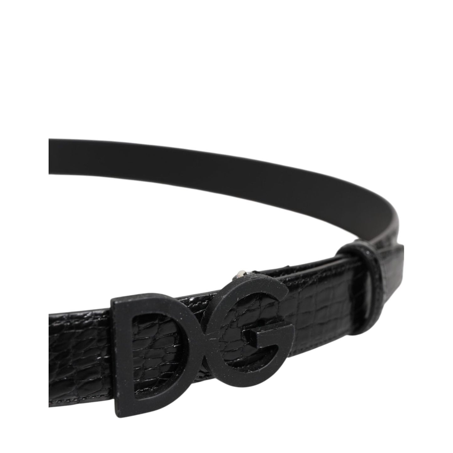 Dolce & Gabbana Black Leather Classic Metal DG Buckle Belt