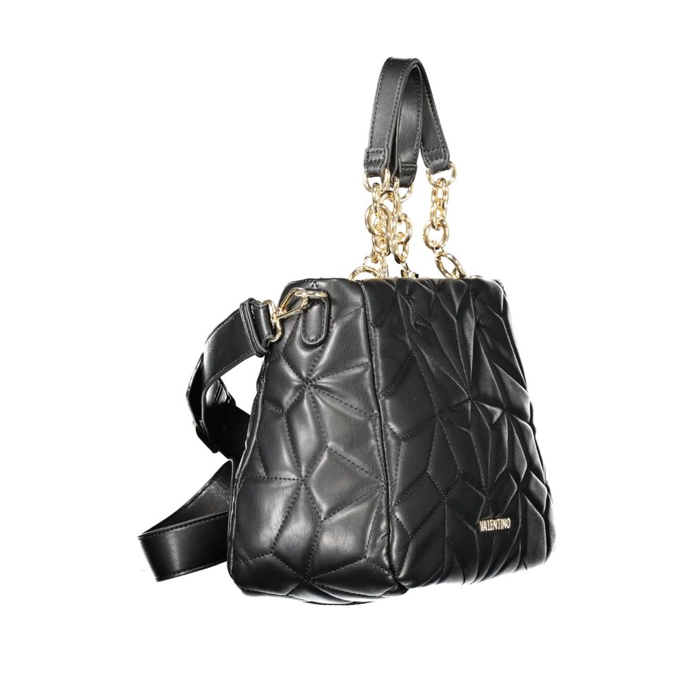 Mario Valentino Black Polyethylene Women Handbag with chain handles and removable strap
