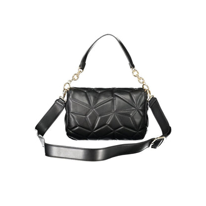 Mario Valentino Black Polyethylene Women Handbag with chain handle and adjustable strap, featuring a sleek design and contrasting details.