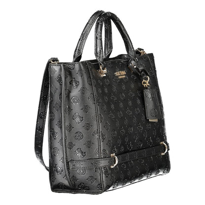 Alt Tag: Guess Jeans Black Polyethylene Women Handbag featuring elegant handles and detachable shoulder strap, stylish and functional.