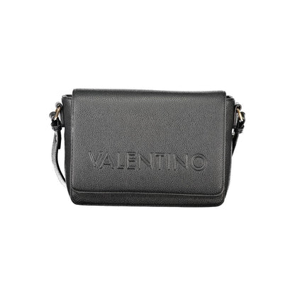 Mario Valentino Black Polyethylene Women Handbag with logo, sleek design, and sustainable material.