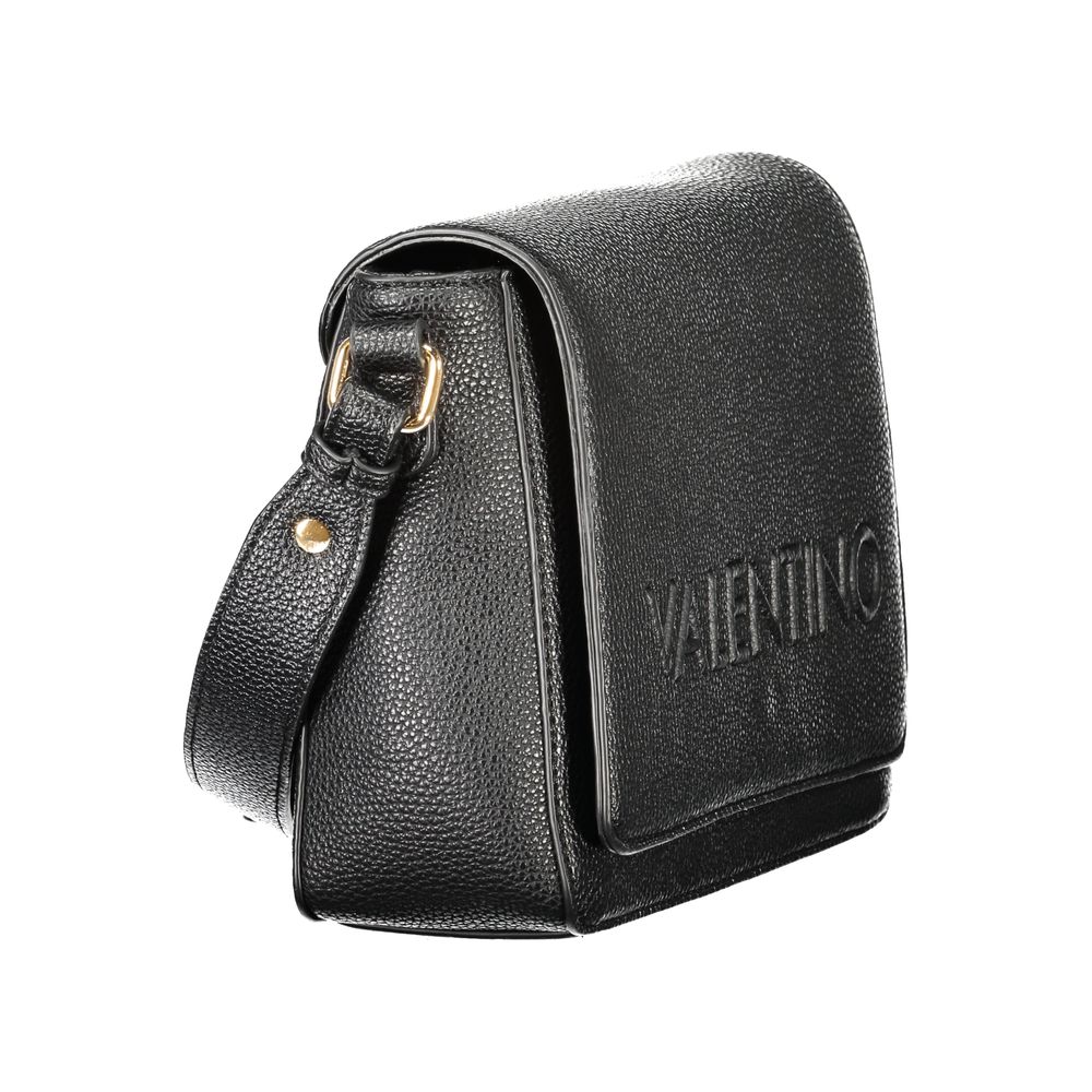 Mario Valentino Black Polyethylene Women Handbag with logo, eco-friendly and stylish, featuring zip closure and internal pockets.