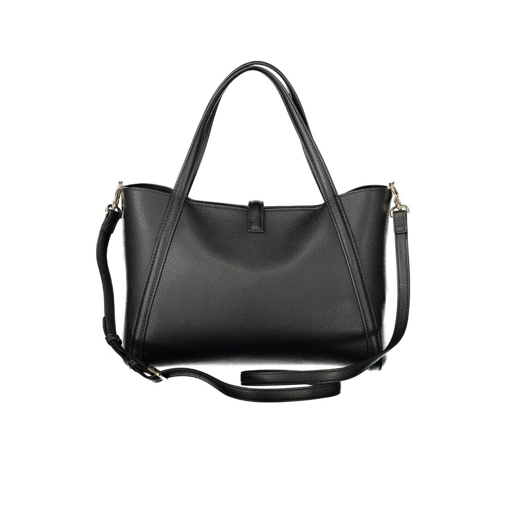 Mario Valentino Black Polyethylene Women Handbag with handles and adjustable strap.