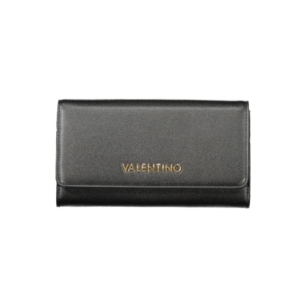 Mario Valentino Black Polyethylene Women Wallet with zip and automatic closures, luxury design for cards, coins, and bills.