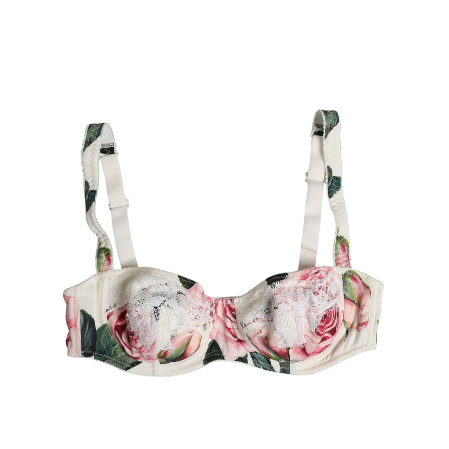 Dolce & Gabbana White Floral Balconette Underwired Bra Underwear