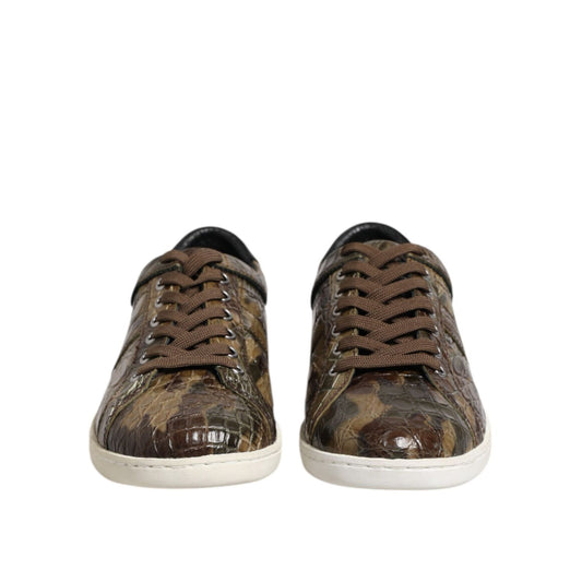Dolce & Gabbana Brown Exotic Leather Low Top Sneakers Shoes
