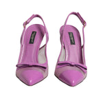 Dolce & Gabbana Purple Leather Mesh High Heels Slingback Shoes