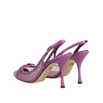 Dolce & Gabbana Purple Leather Mesh High Heels Slingback Shoes