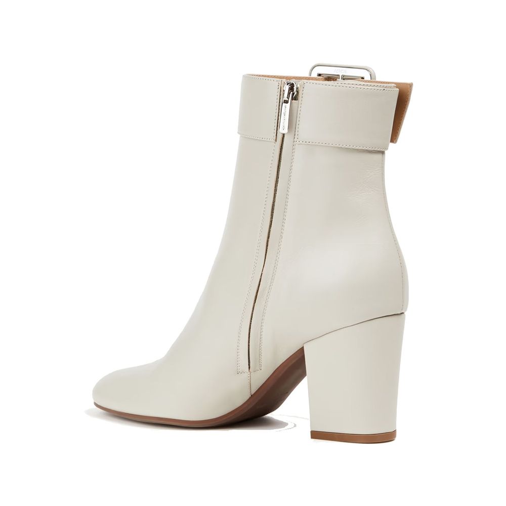 Sergio Rossi White Lamb Leather Ankle Boots
