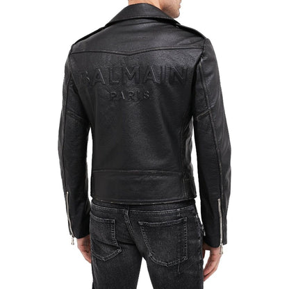 Balmain Black Leather Biker Jacket