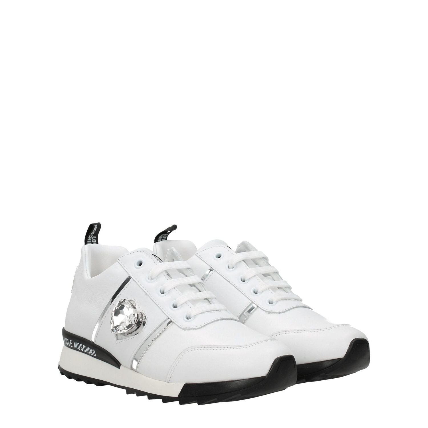 Love Moschino White Leather Low Top Sneakers
