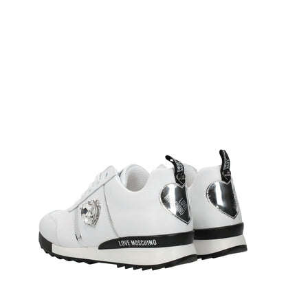 Love Moschino White Leather Low Top Sneakers