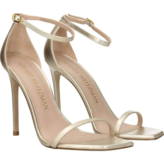 Stuart Weitzman Gold Leather Stiletto Heels Sandals ST-8547258466569-EU41/US11