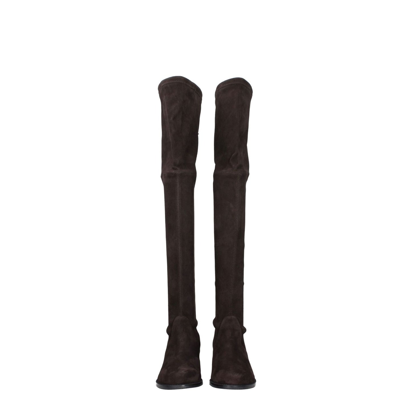 Stuart Weitzman Brown Leather Over The Knee boots in suede, vintage with aged effect, mid heel, round toe, MPN MIDLANDSUSS5721EBONY.