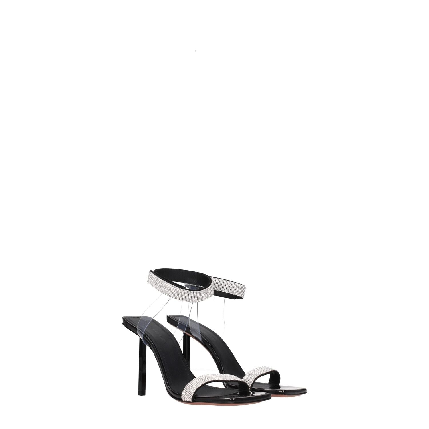 Amina Muaddi Black Crystals Stiletto Heel Sandals